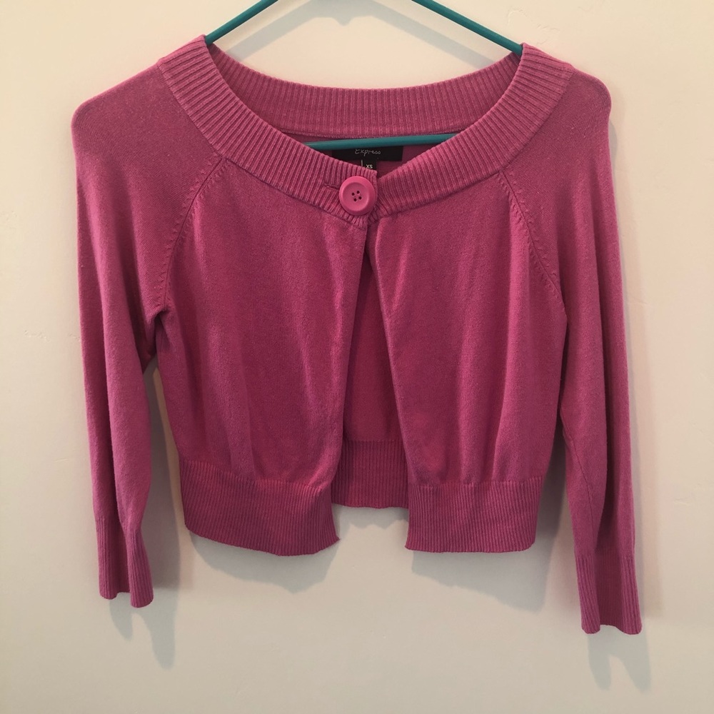 Express Pink Cropped Sweater Cardigan Sz XS